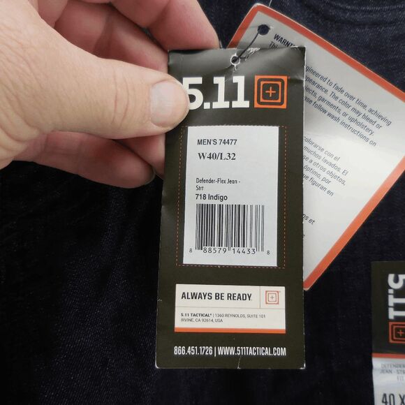 511 Tactical Jeans Men 40x32 Defender Flex Blue Denim Straight Fit NEW Stretch - Picture 1 of 10